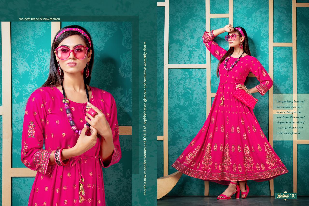 Mashkali By Fashion Talk Rayon Anarkali Pattern Casual Kurti Exporter In Surat Textile Market