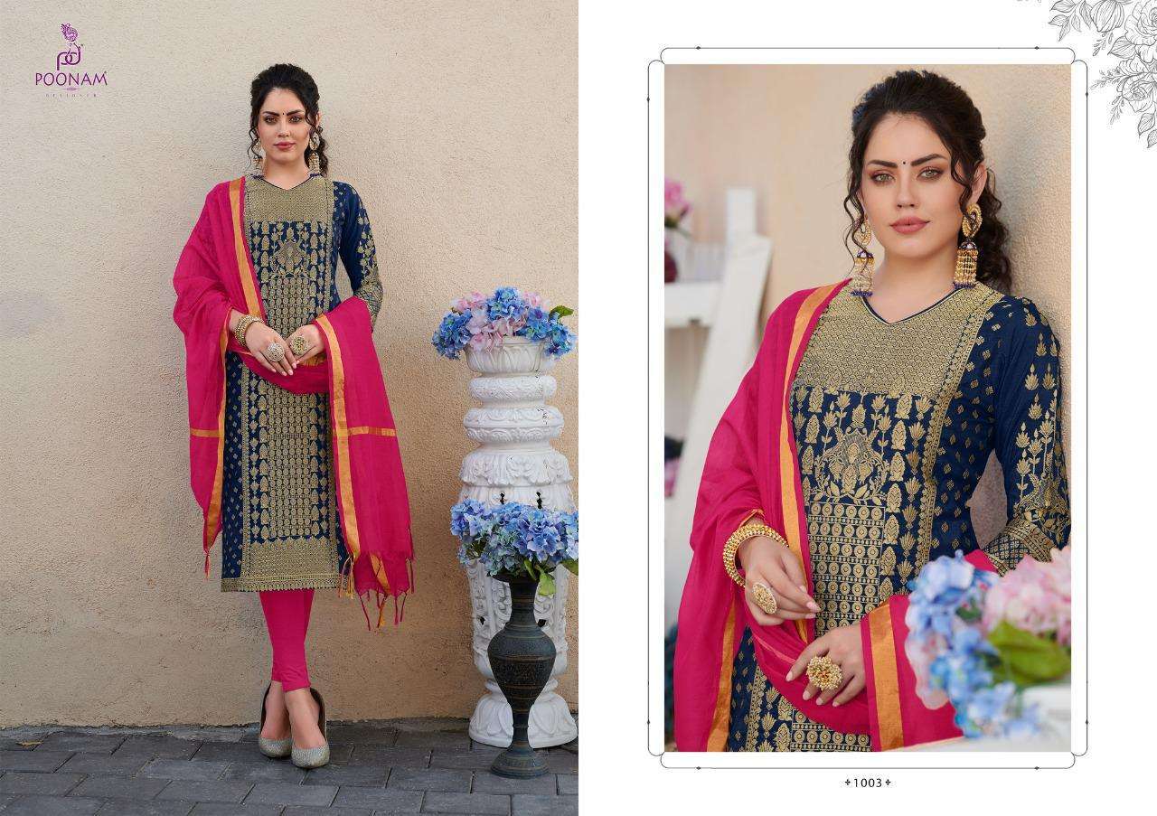 poonam present banarasi foil rayon chanderi big size ladies kurta with dupatta collection