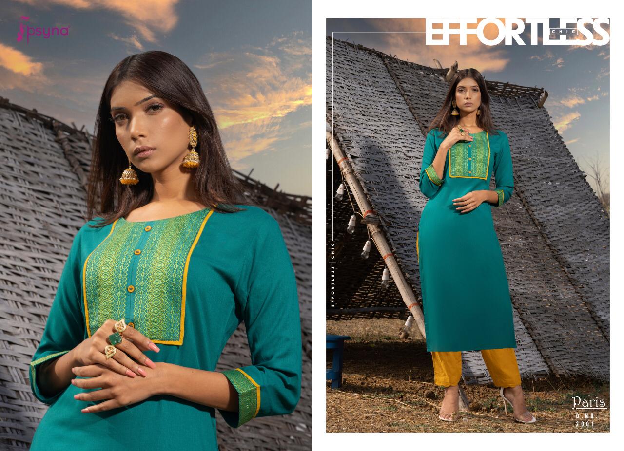 Psyna Paris Vol 2 Rayon Straight Casual Wear Kurti Catalogue