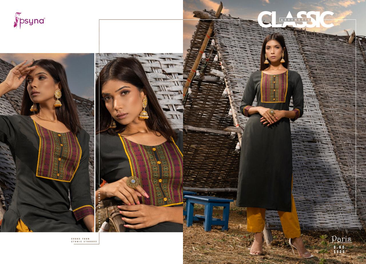 Psyna Paris Vol 2 Rayon Straight Casual Wear Kurti Catalogue