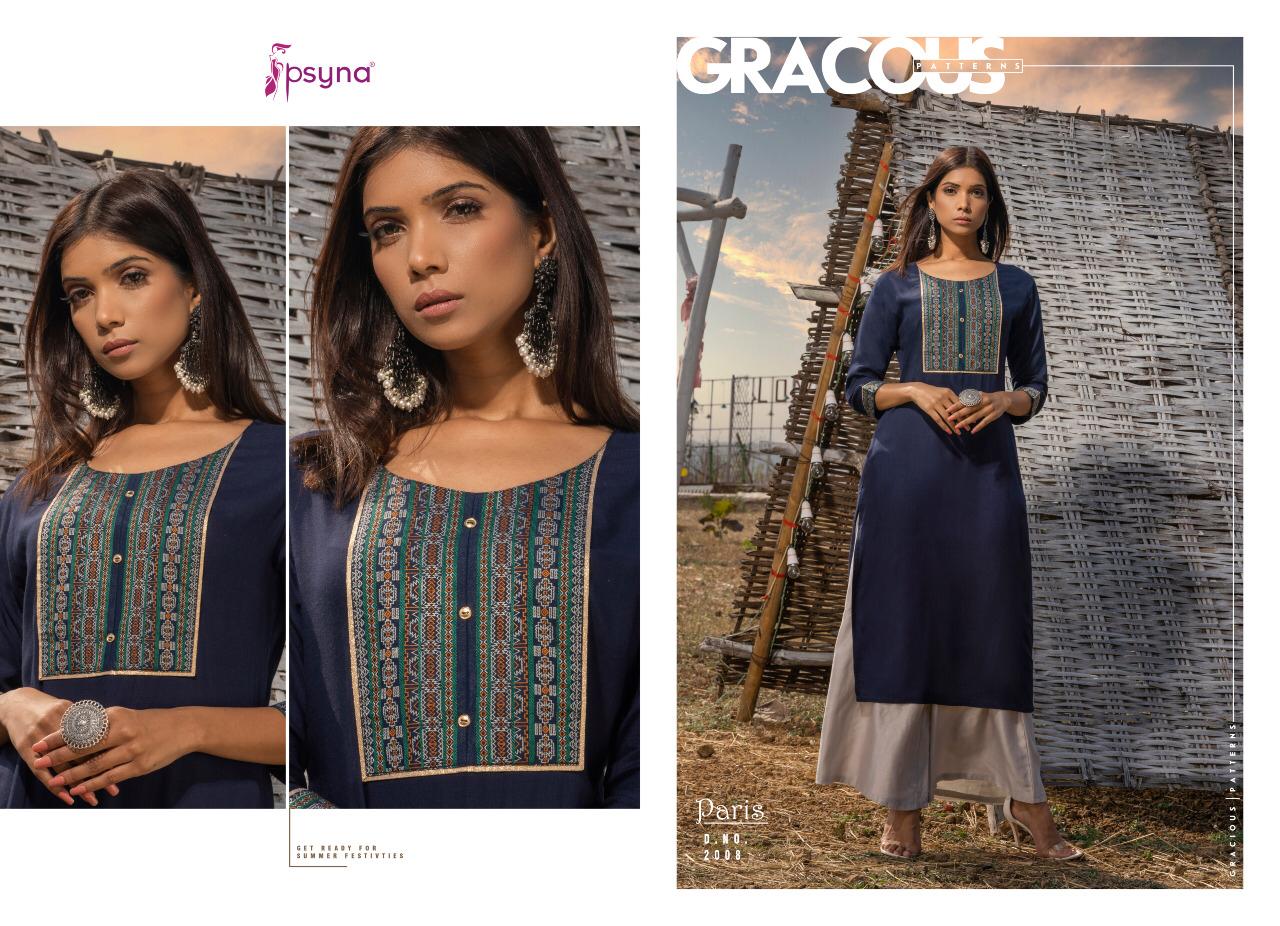 Psyna Paris Vol 2 Rayon Straight Casual Wear Kurti Catalogue