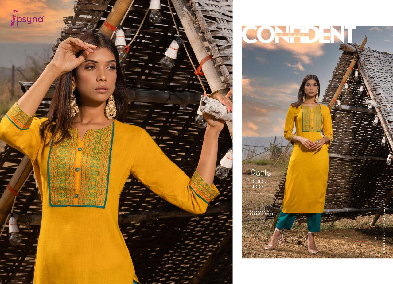 Psyna Paris Vol 2 Rayon Straight Casual Wear Kurti Catalogue
