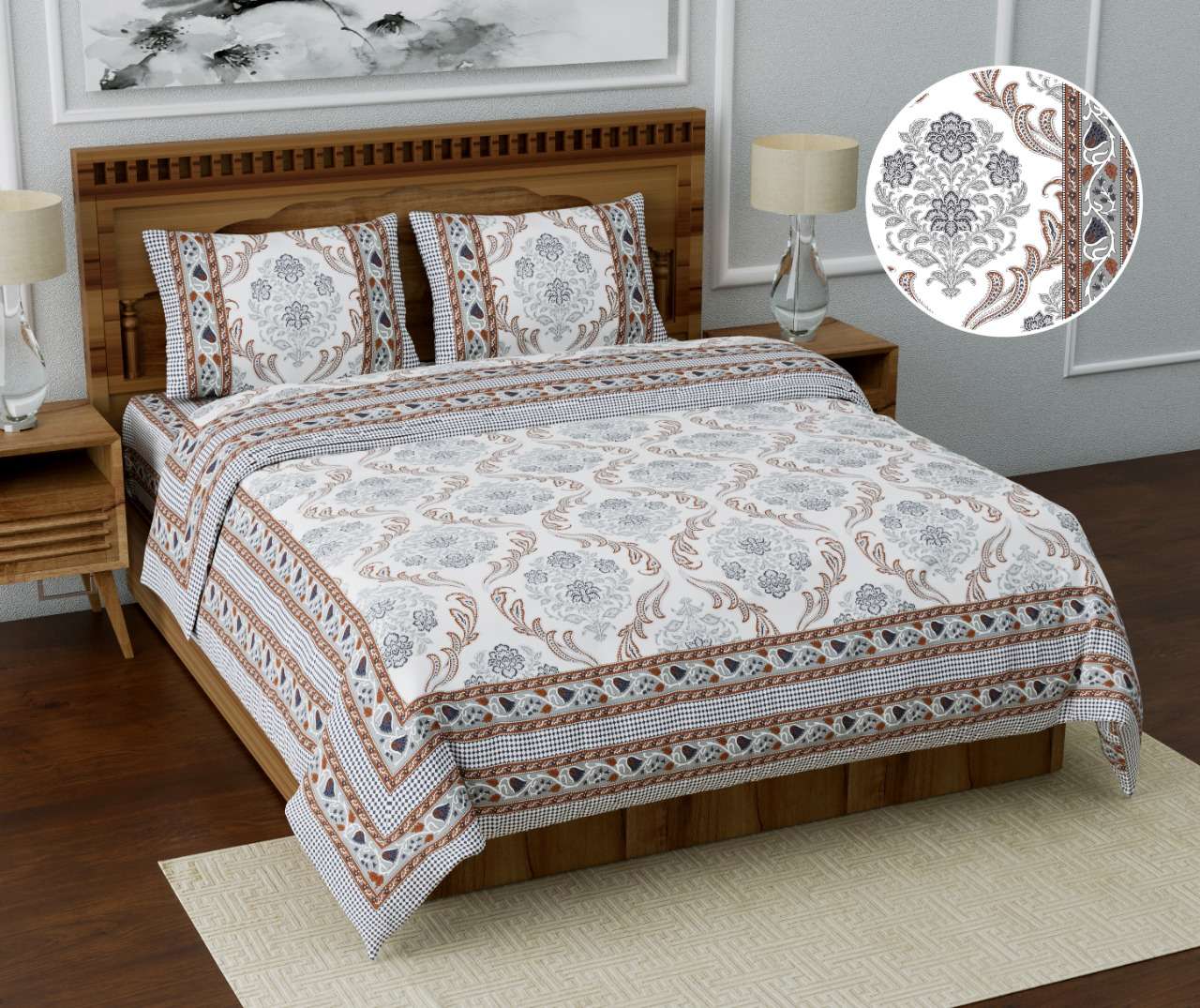 satrangi by k4u pure jaipuri printed cotton king size bedsheet wholesaler