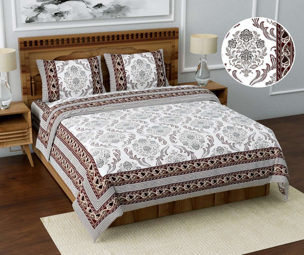 satrangi by k4u pure jaipuri printed cotton king size bedsheet wholesaler