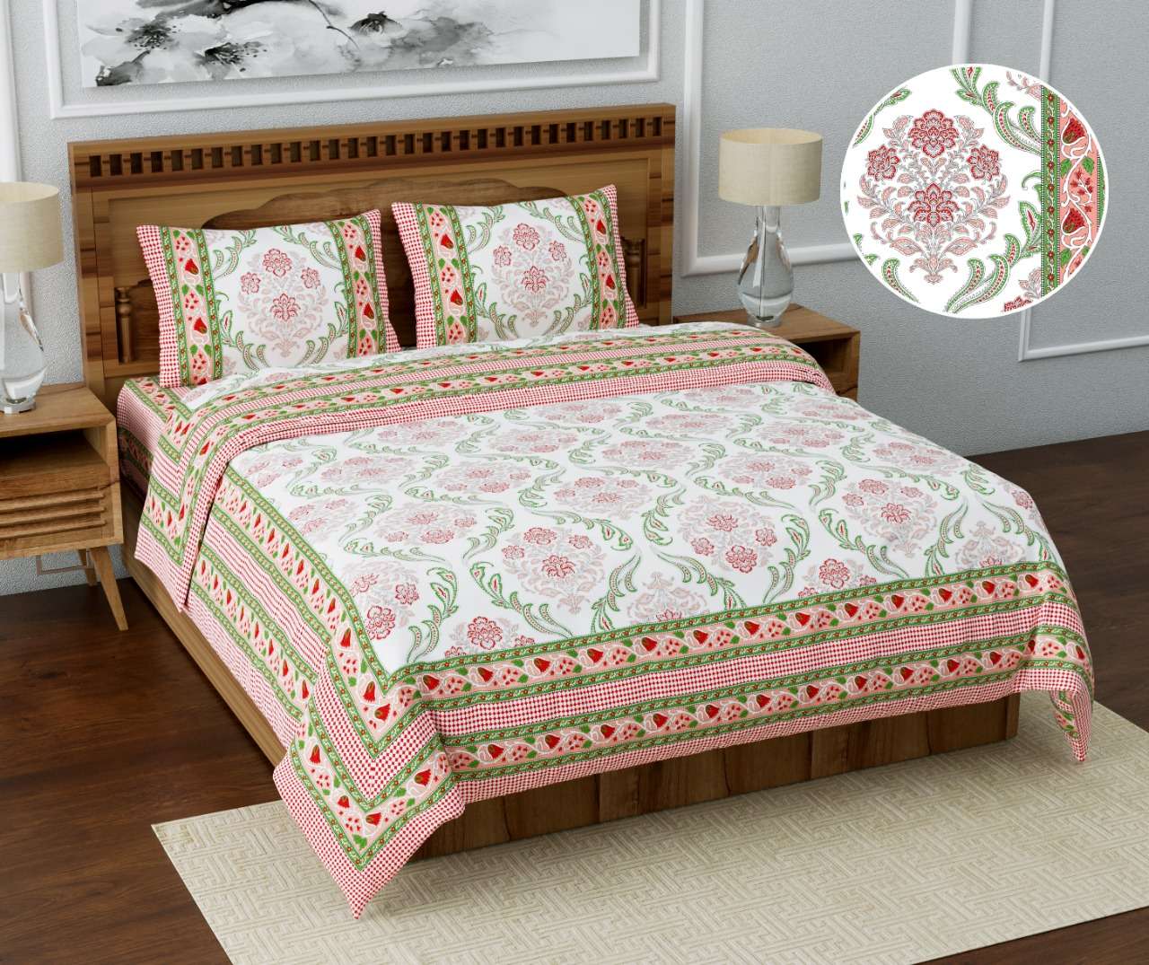 satrangi by k4u pure jaipuri printed cotton king size bedsheet wholesaler