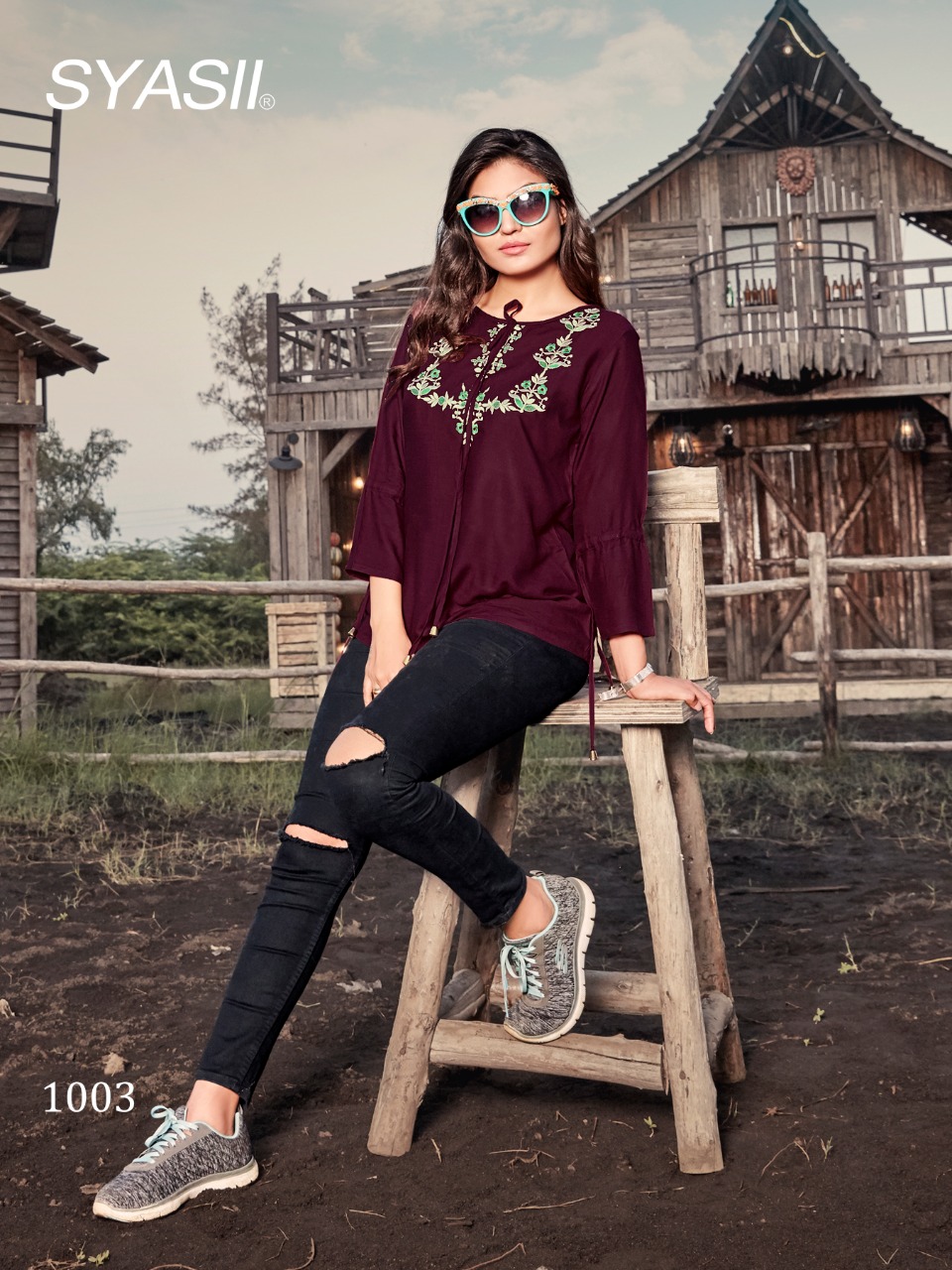 Syasii Designer Launch Clestia Rayon Slub Short Top For Girls Collections