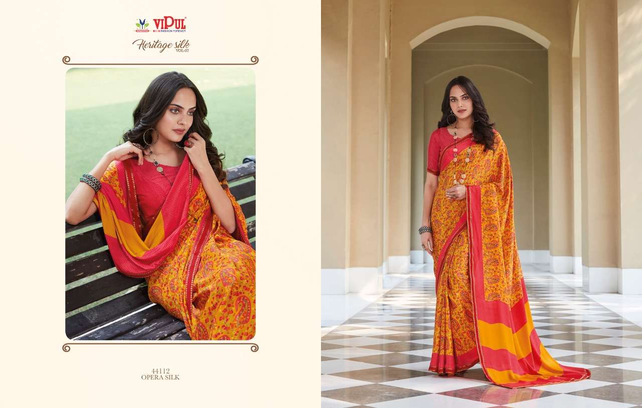vipul heritage silk vol 2 crape silk printed fancy saree supplier