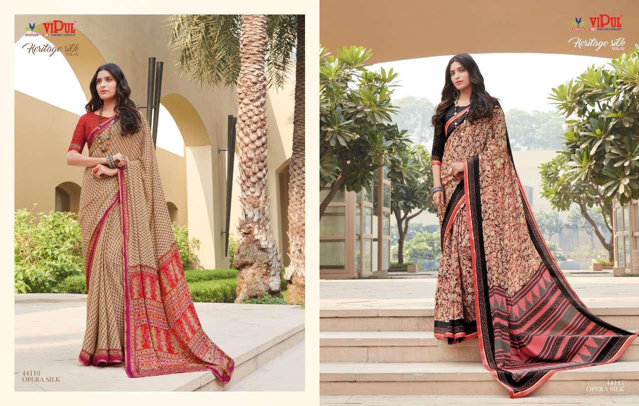 vipul heritage silk vol 2 crape silk printed fancy saree supplier