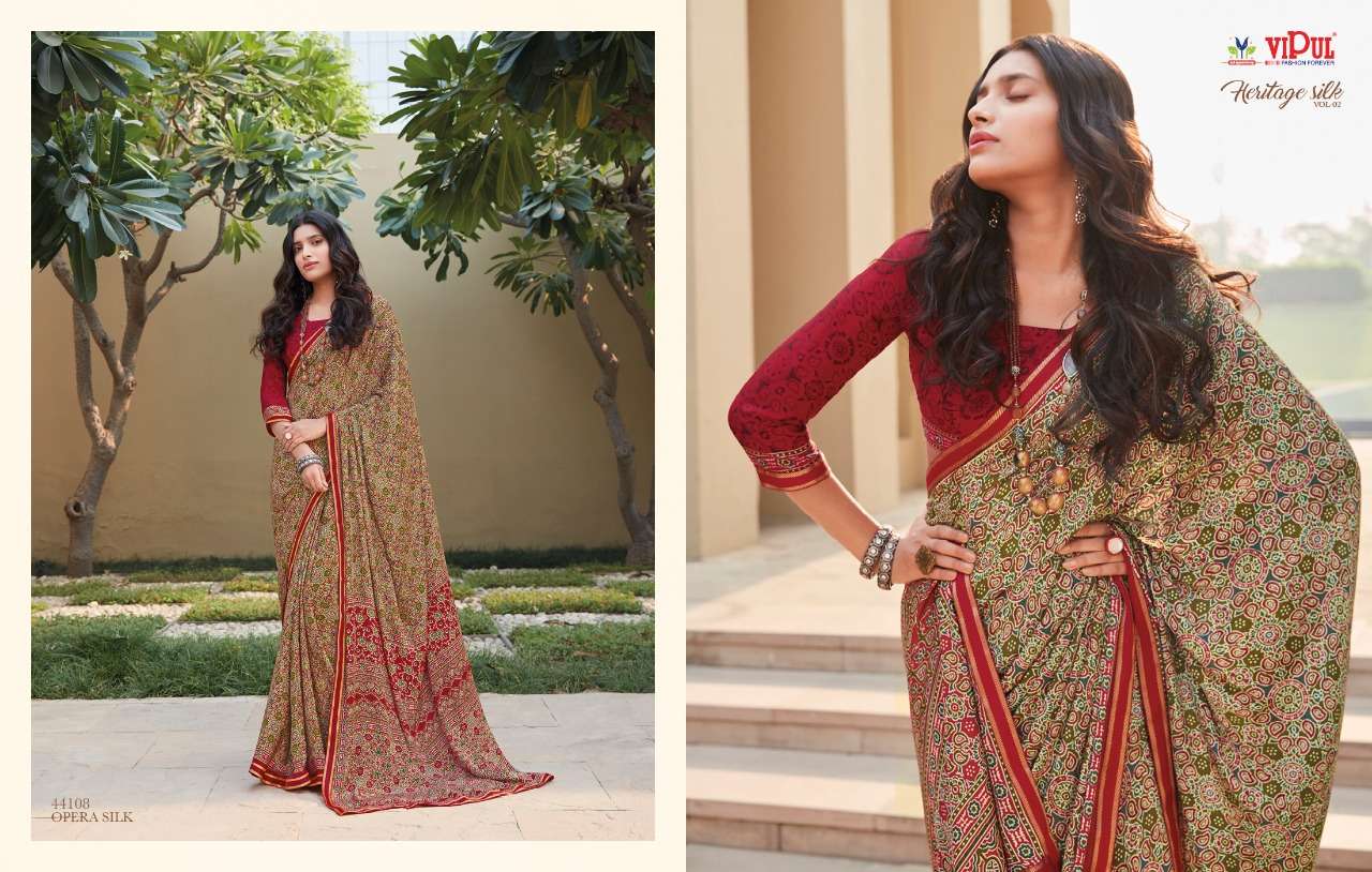 vipul heritage silk vol 2 crape silk printed fancy saree supplier