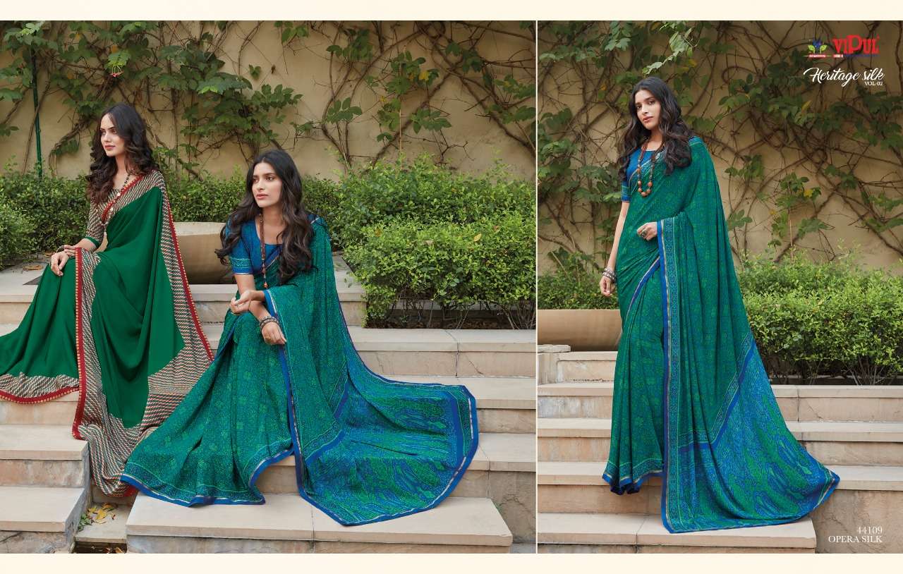 vipul heritage silk vol 2 crape silk printed fancy saree supplier