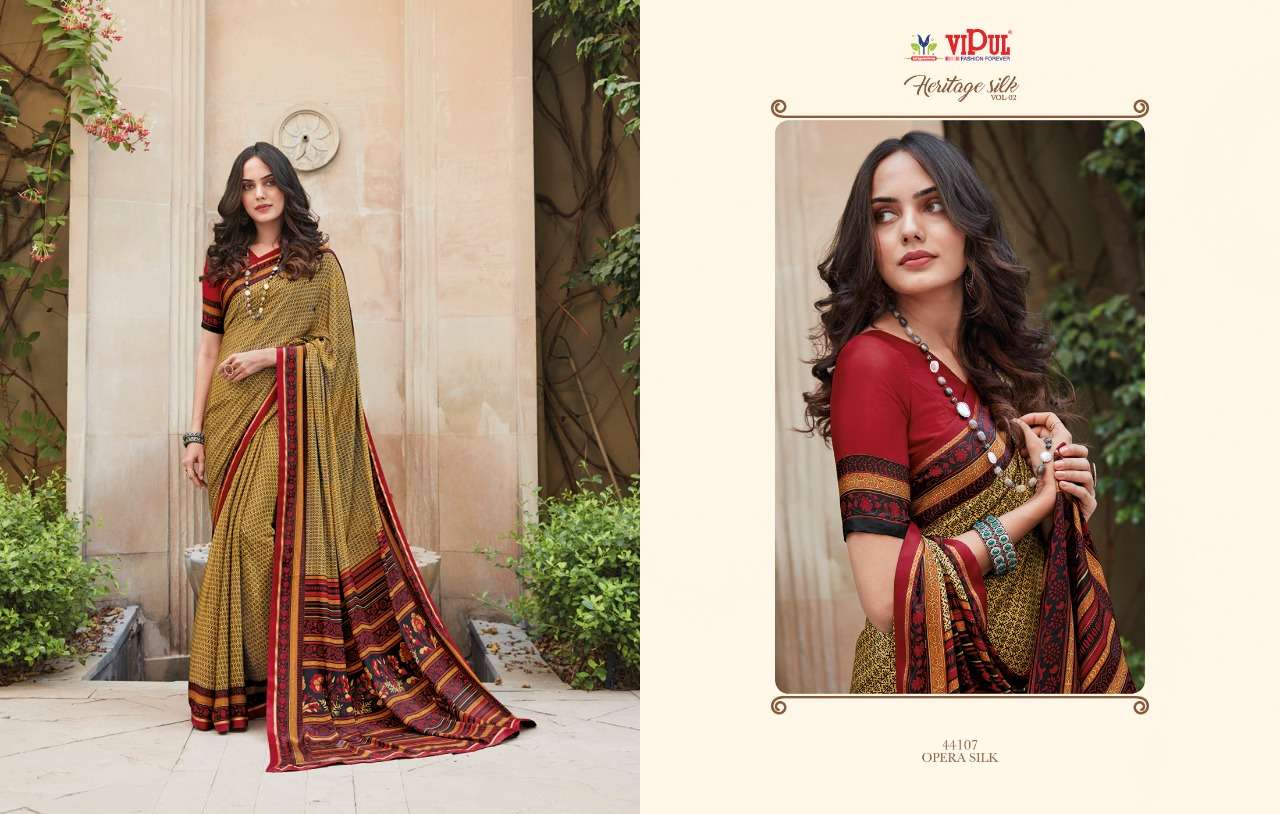 vipul heritage silk vol 2 crape silk printed fancy saree supplier