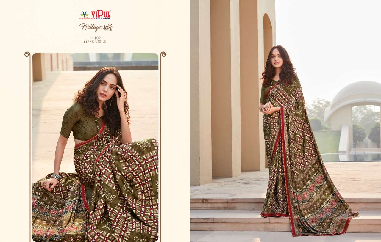 vipul heritage silk vol 2 crape silk printed fancy saree supplier