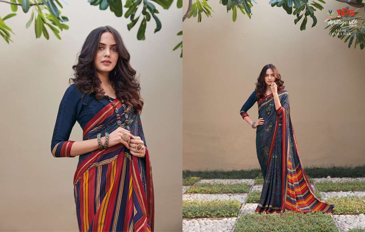 vipul heritage silk vol 2 crape silk printed fancy saree supplier