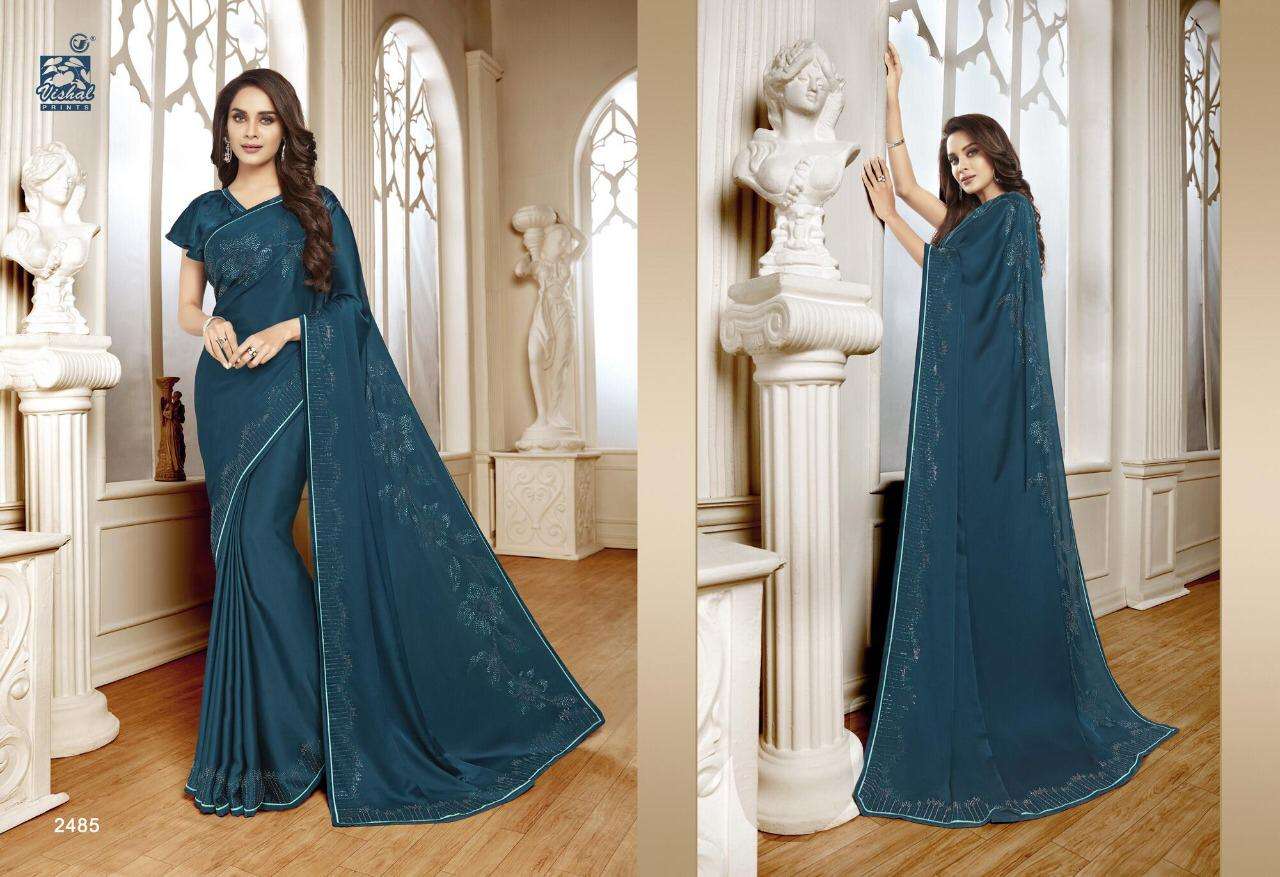 vishal prints damore vol 19 2484-2495 series party wear branded saris collection at krishna creation 