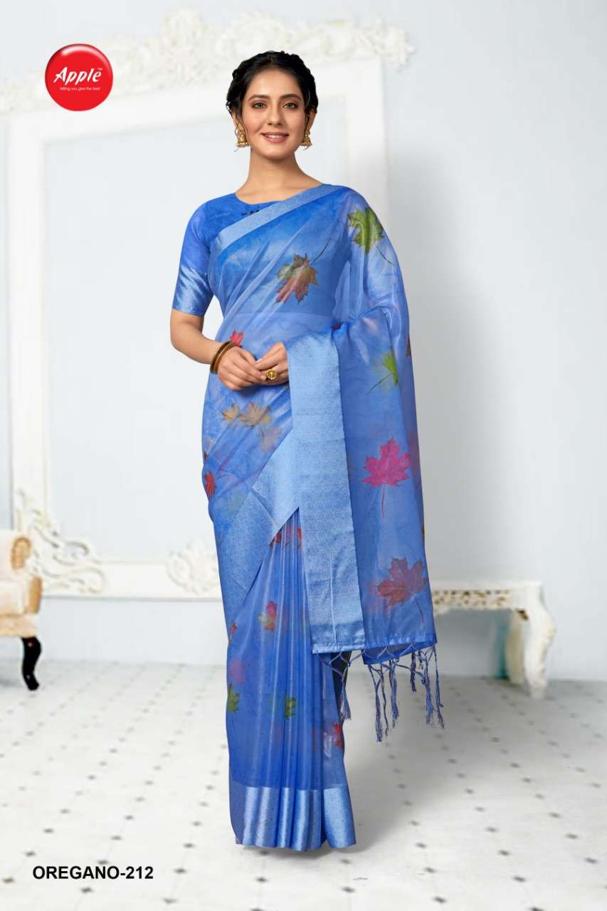 apple oregano vol 2 organza silk printed casual indian saree