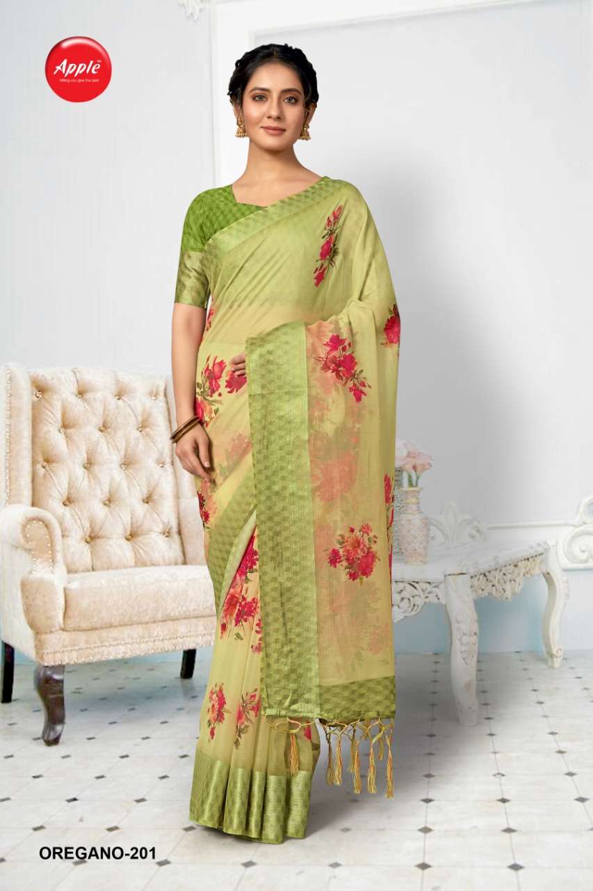 apple oregano vol 2 organza silk printed casual indian saree