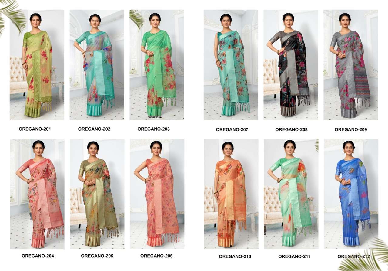 apple oregano vol 2 organza silk printed casual indian saree