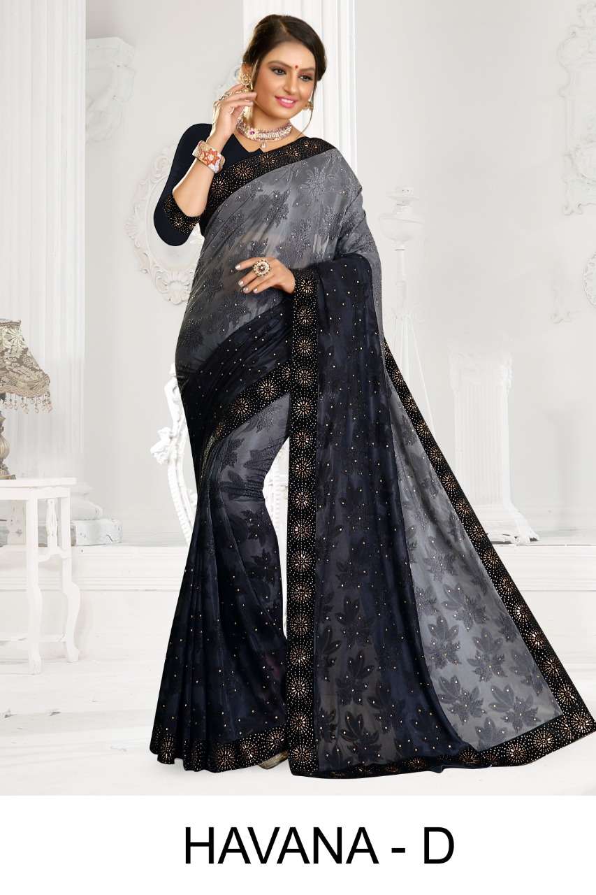 Havana by ranjna saree siroski border heavy diamond work fastiv wear saree Collection 