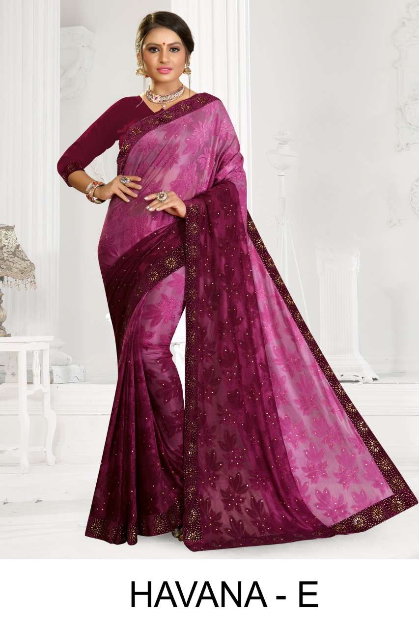 Havana by ranjna saree siroski border heavy diamond work fastiv wear saree Collection 