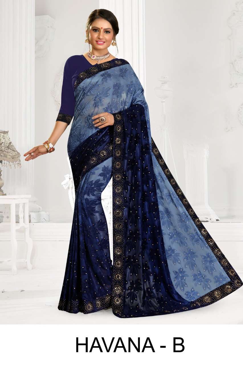 Havana by ranjna saree siroski border heavy diamond work fastiv wear saree Collection 