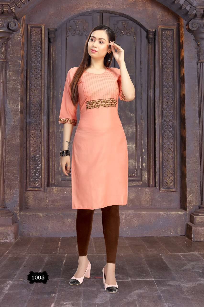 Ice cream by fashion talk heavy rayon with work kurti Catalog Collection Wholesaler Lowest Best Price In Ahmedabad Surat Chennai India Uk Usa Malaysia Singapore Canada Australia