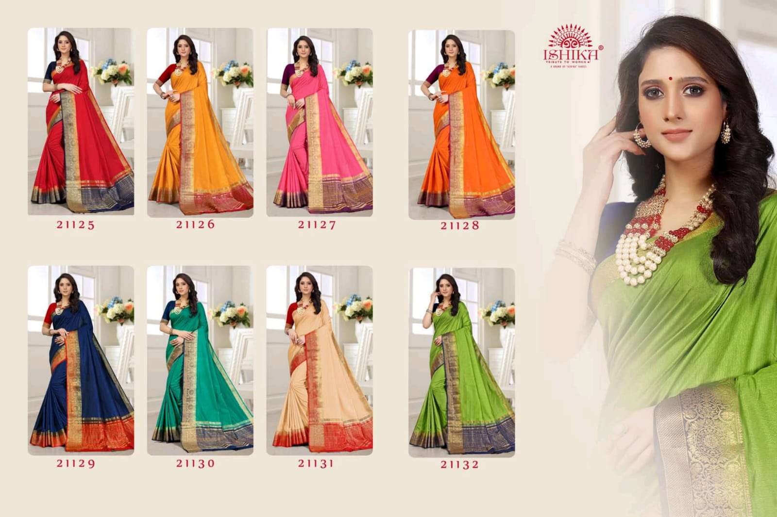 ishika saree mala 2d soft silk with zari border saree exporter 