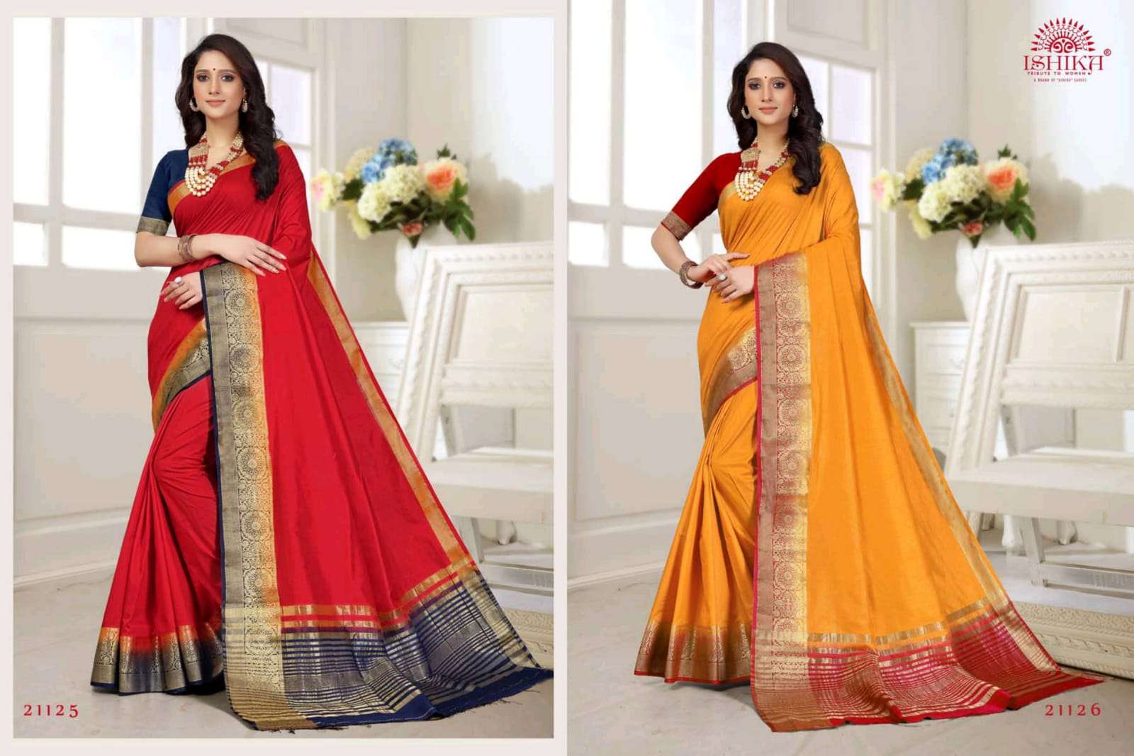 ishika saree mala 2d soft silk with zari border saree exporter 