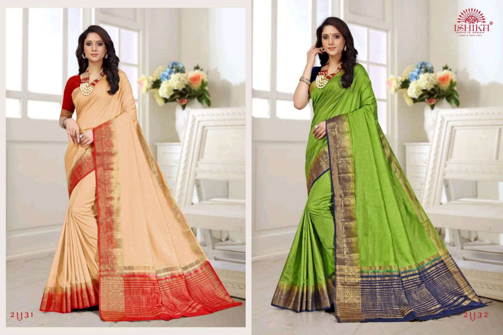 ishika saree mala 2d soft silk with zari border saree exporter 