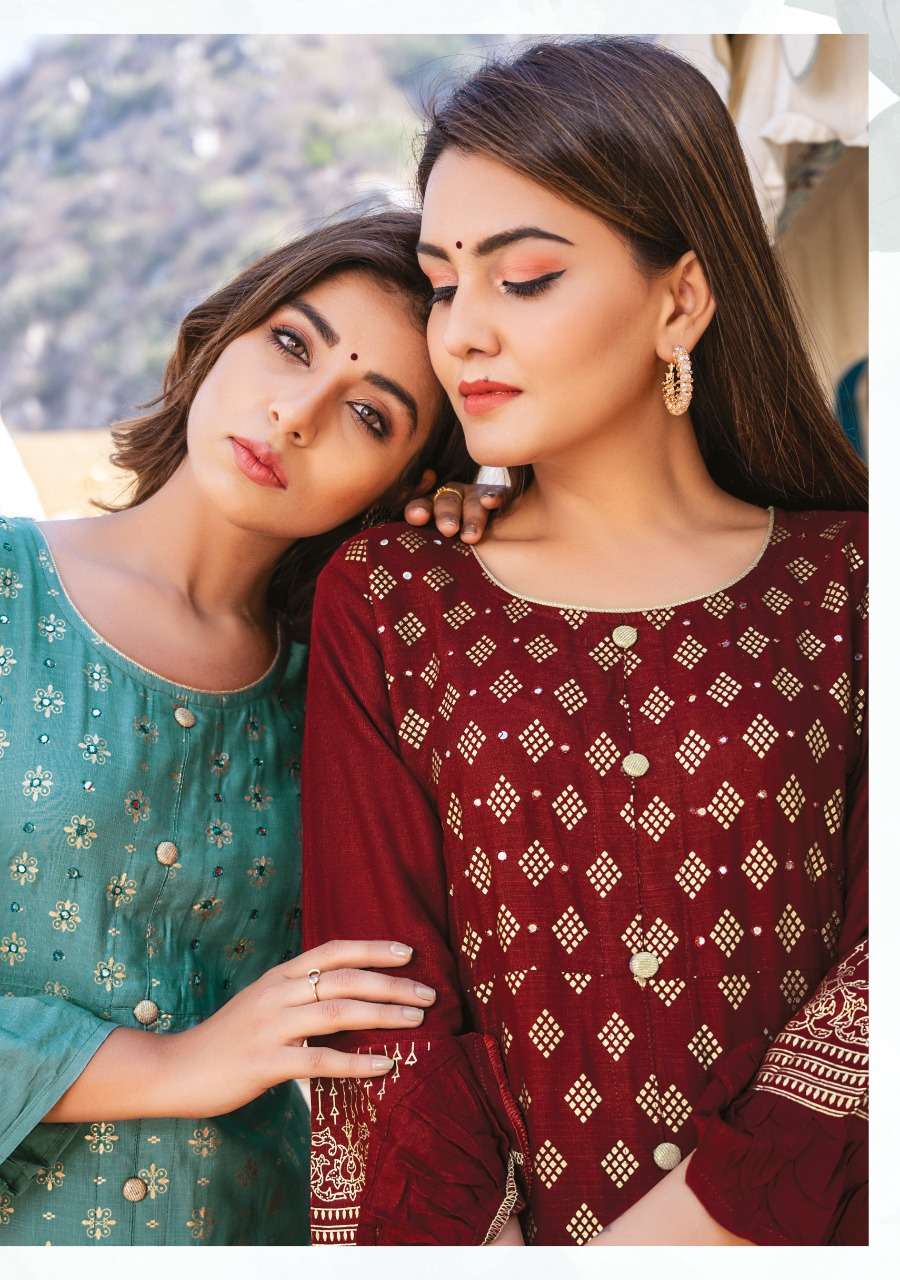 Jasmine by wanna heavy rayon gold print with pant Catalog Collection Wholesaler Lowest Best Price In Ahmedabad Surat Chennai India Uk Usa Malaysia Singapore Canada Australia