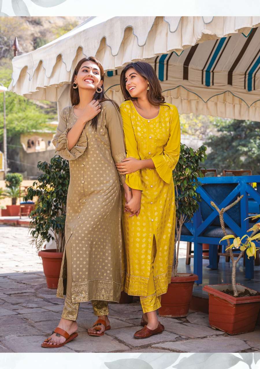 Jasmine by wanna heavy rayon gold print with pant Catalog Collection Wholesaler Lowest Best Price In Ahmedabad Surat Chennai India Uk Usa Malaysia Singapore Canada Australia