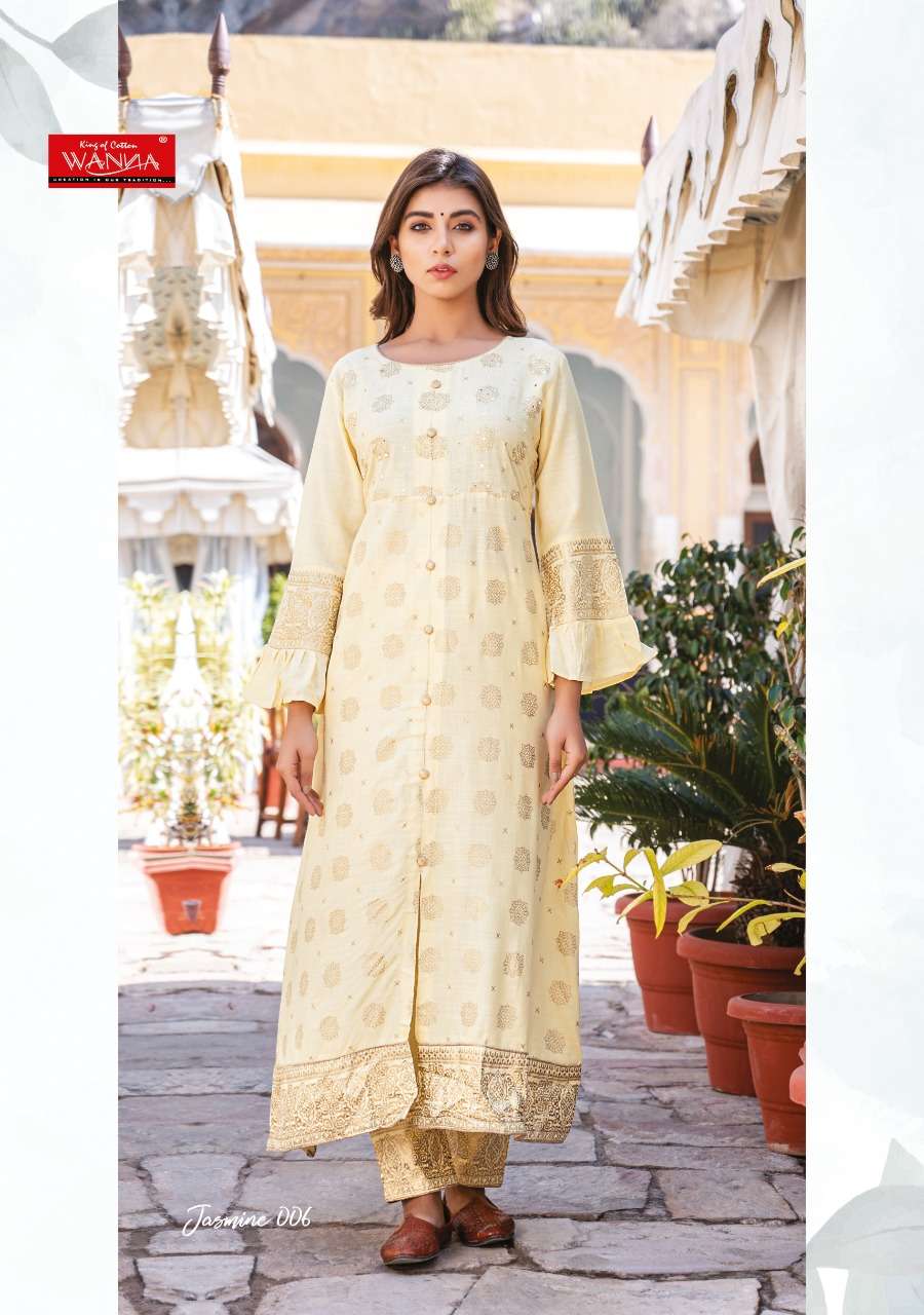 Jasmine by wanna heavy rayon gold print with pant Catalog Collection Wholesaler Lowest Best Price In Ahmedabad Surat Chennai India Uk Usa Malaysia Singapore Canada Australia