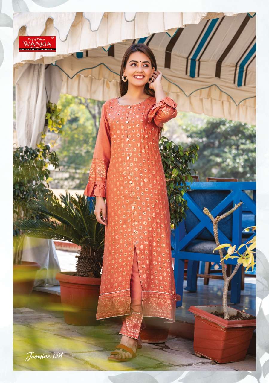 Jasmine by wanna heavy rayon gold print with pant Catalog Collection Wholesaler Lowest Best Price In Ahmedabad Surat Chennai India Uk Usa Malaysia Singapore Canada Australia