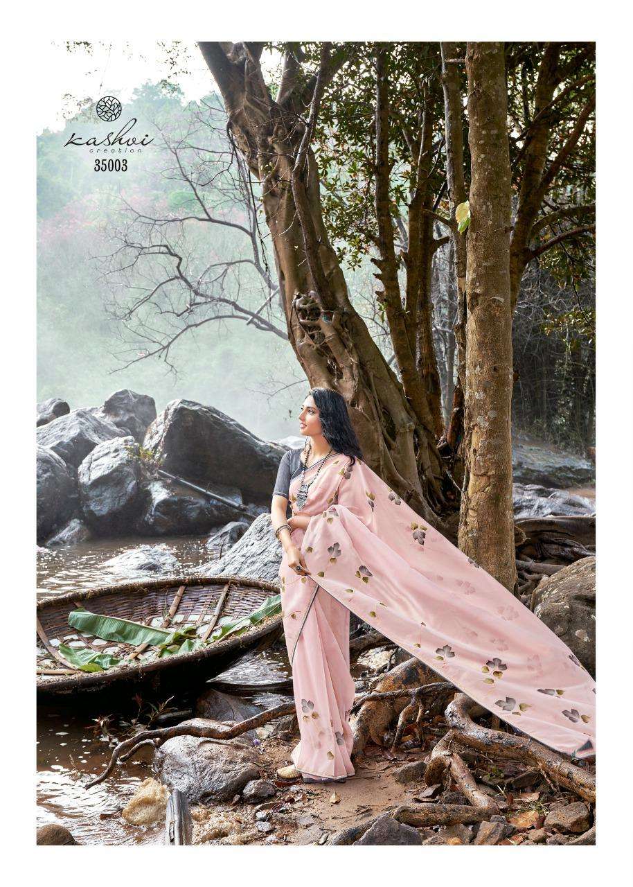 kashvi amor organza silk hand print exclusive sarees