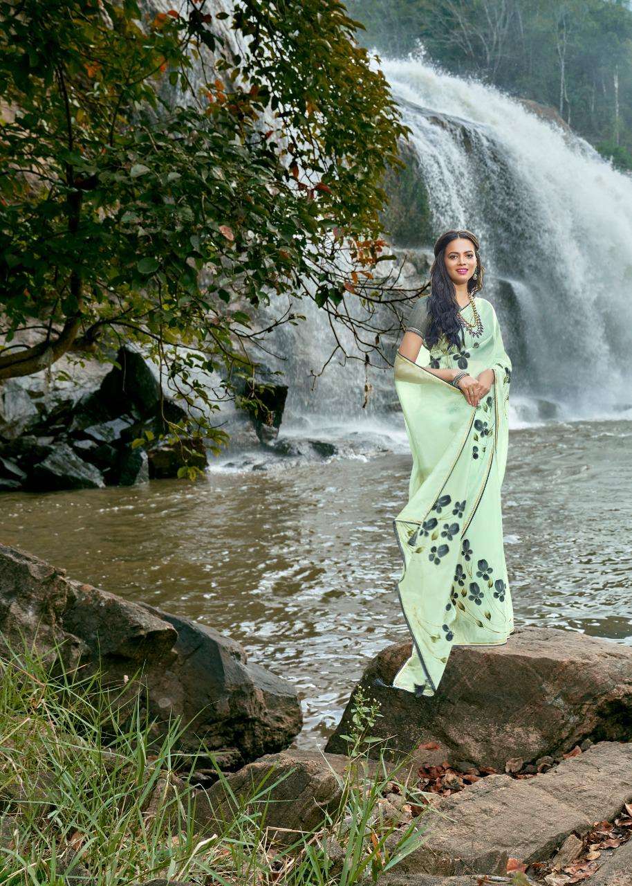 kashvi amor organza silk hand print exclusive sarees