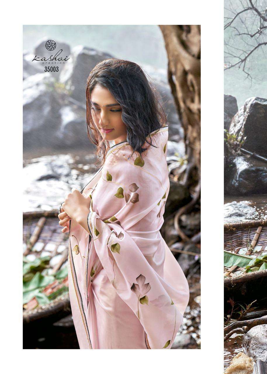 kashvi amor organza silk hand print exclusive sarees