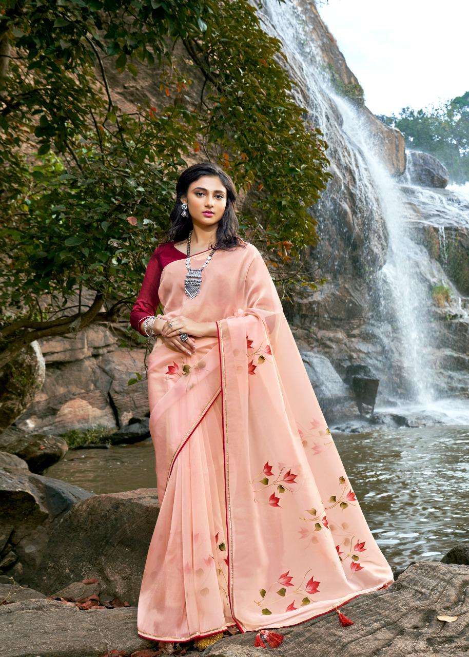 kashvi amor organza silk hand print exclusive sarees