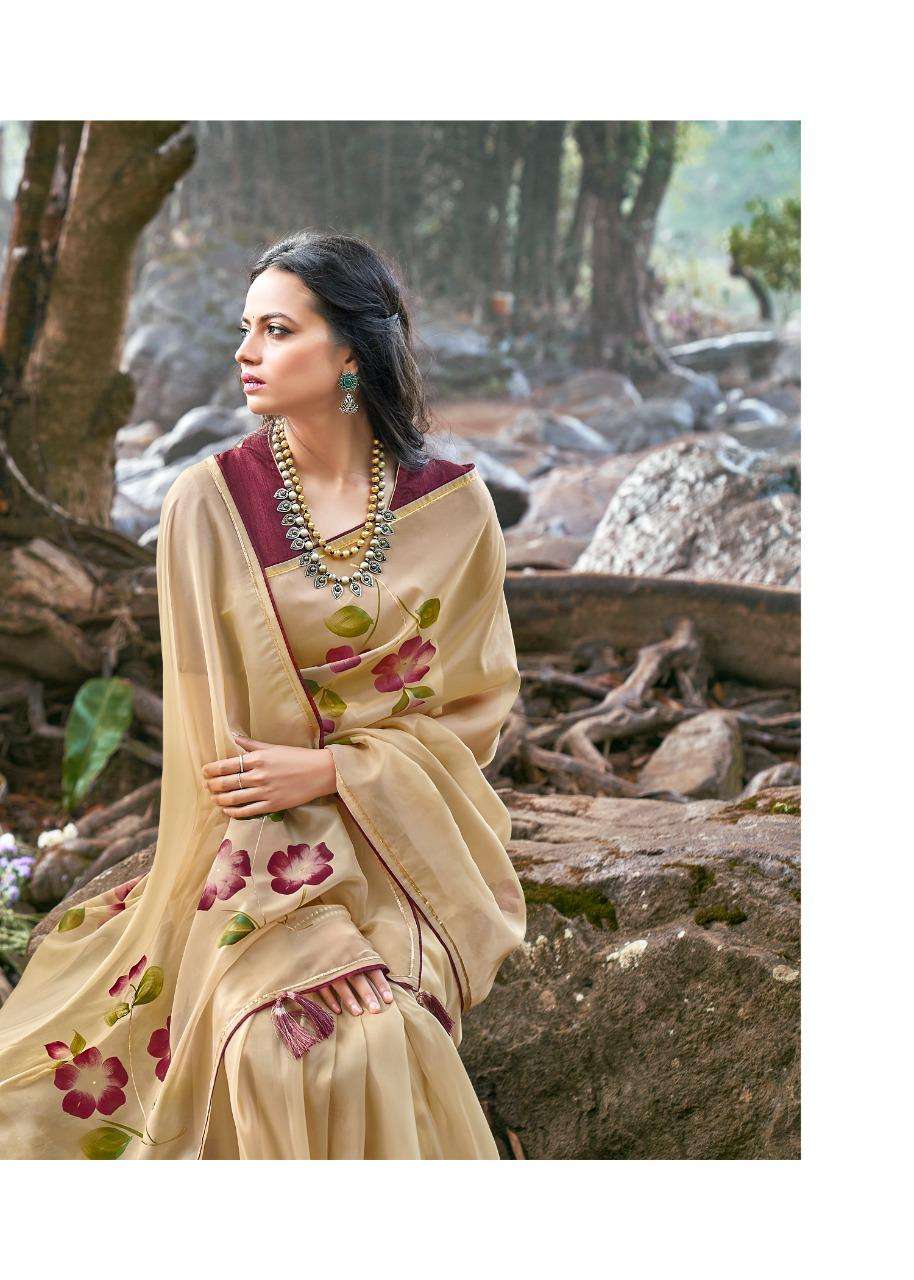 kashvi amor organza silk hand print exclusive sarees