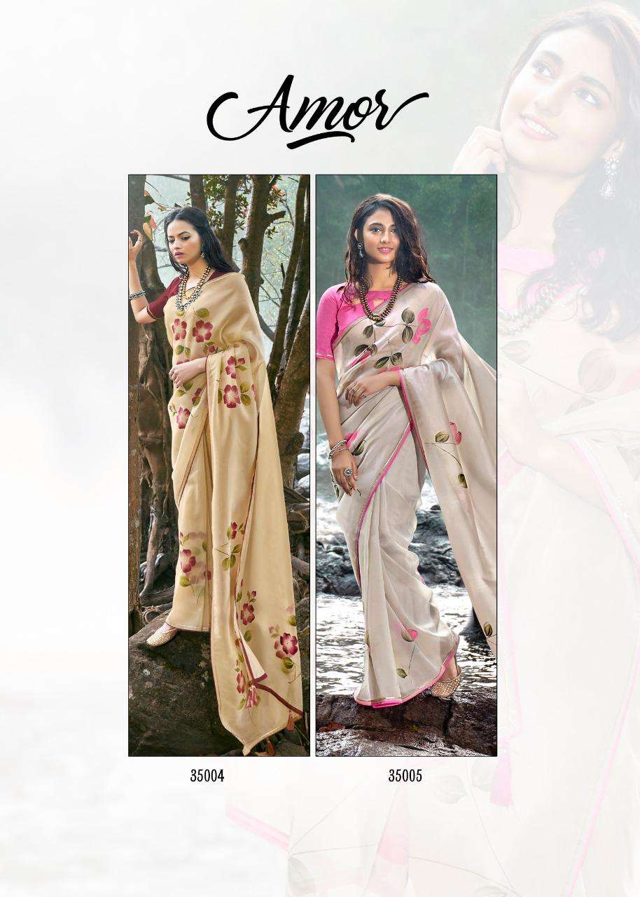 kashvi amor organza silk hand print exclusive sarees