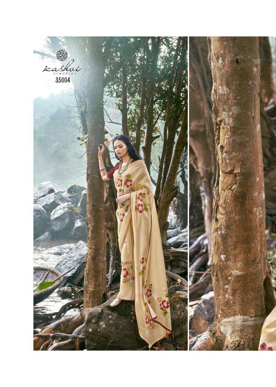 kashvi amor organza silk hand print exclusive sarees