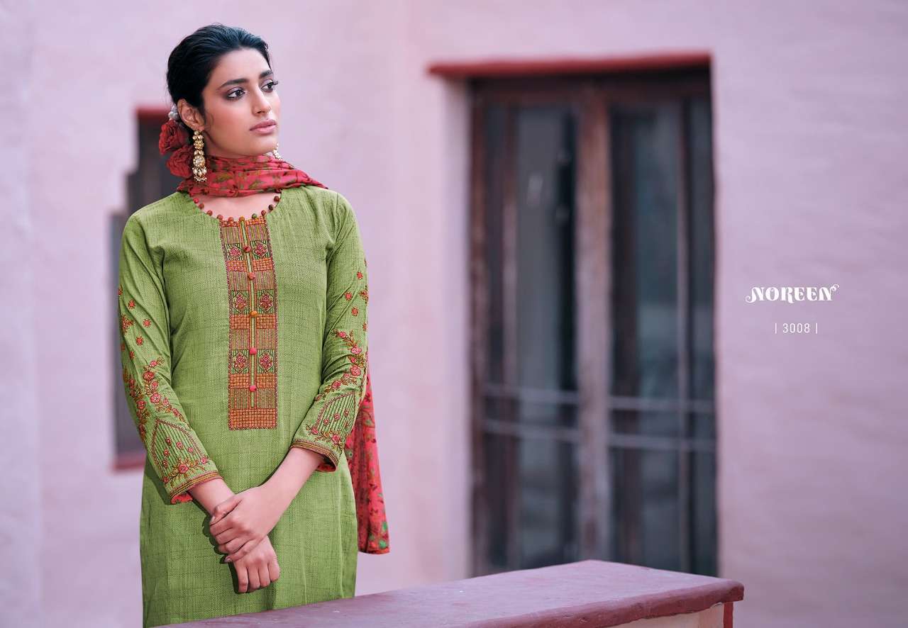 lt noreen present shanaya cotton satin printed work dress materials