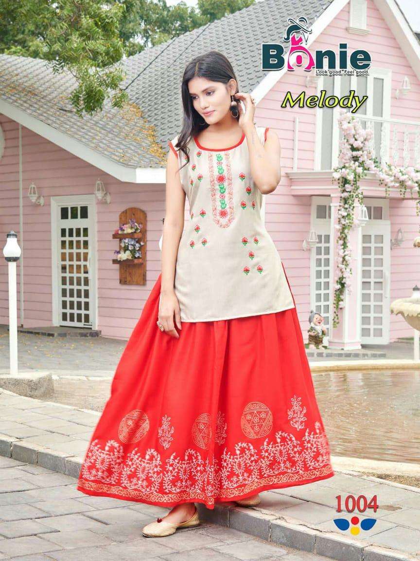melody by bonie heavy rayon kurti with skirt long Catalog Collection Wholesaler Lowest Best Price In Ahmedabad Surat Chennai India Uk Usa Malaysia Singapore Canada Australia