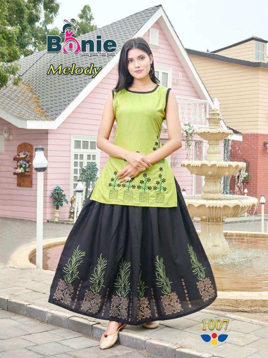 melody by bonie heavy rayon kurti with skirt long Catalog Collection Wholesaler Lowest Best Price In Ahmedabad Surat Chennai India Uk Usa Malaysia Singapore Canada Australia