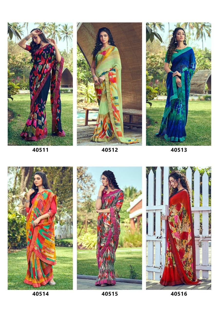 muskan by shangrila georgette printed sari with kashmiri border concept authorized supplier 