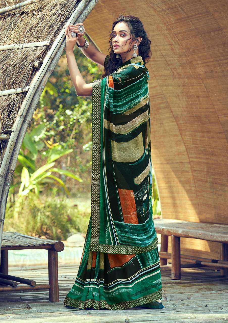 muskan by shangrila georgette printed sari with kashmiri border concept authorized supplier 