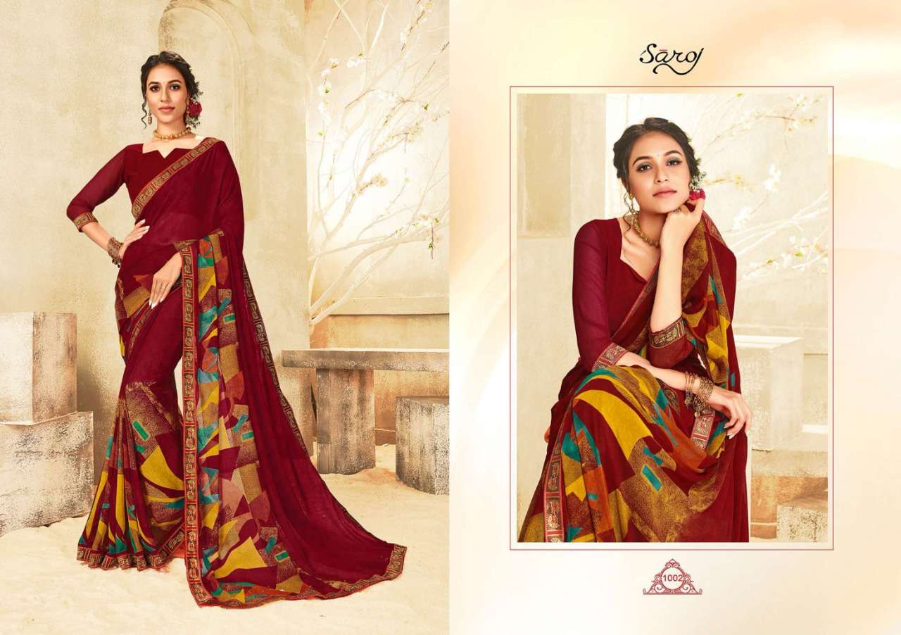 saroj victoria 60 gram georgette printed saree wholesaler