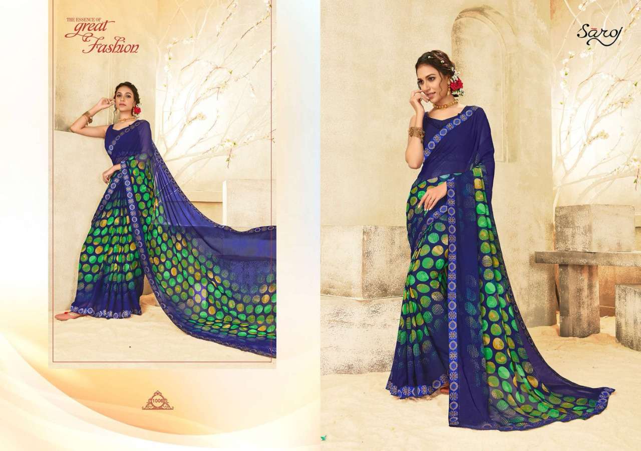 saroj victoria 60 gram georgette printed saree wholesaler