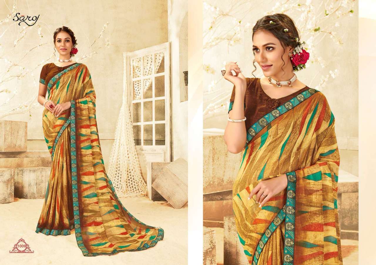 saroj victoria 60 gram georgette printed saree wholesaler