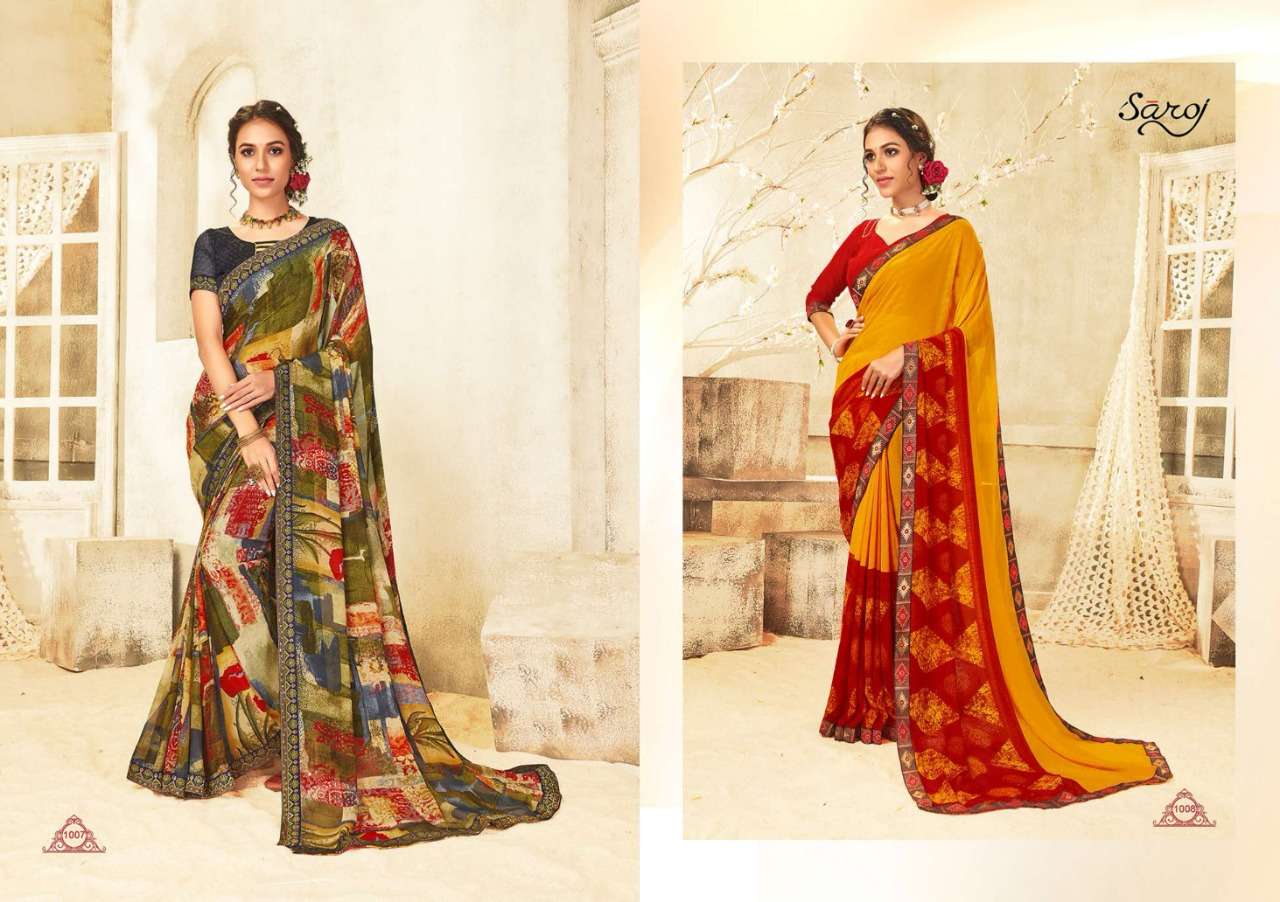 saroj victoria 60 gram georgette printed saree wholesaler