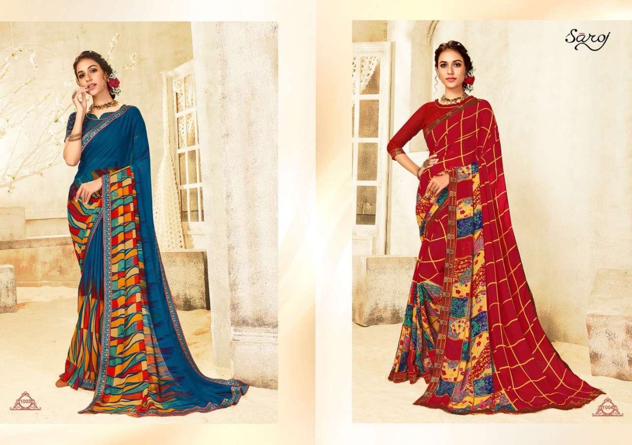 saroj victoria 60 gram georgette printed saree wholesaler