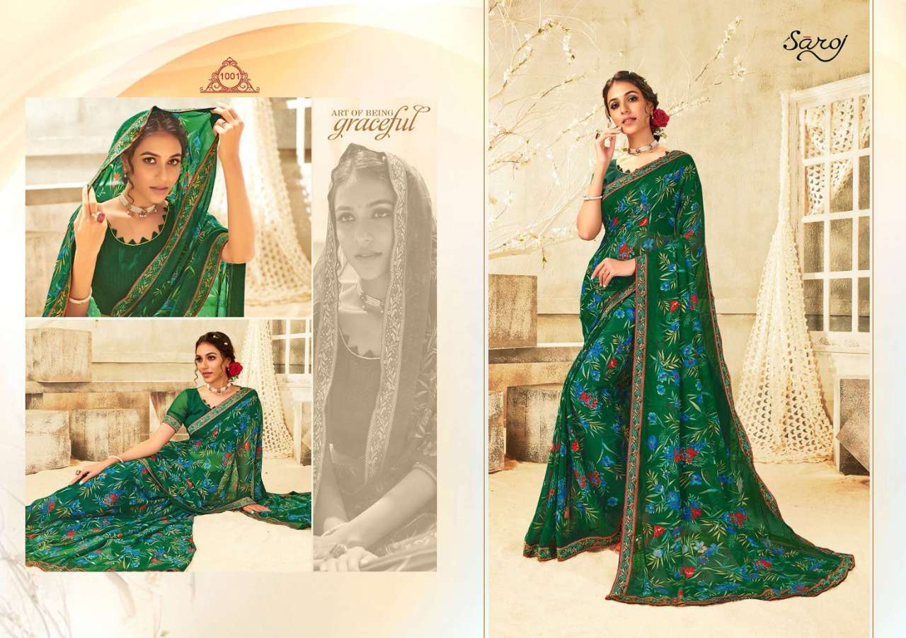 saroj victoria 60 gram georgette printed saree wholesaler